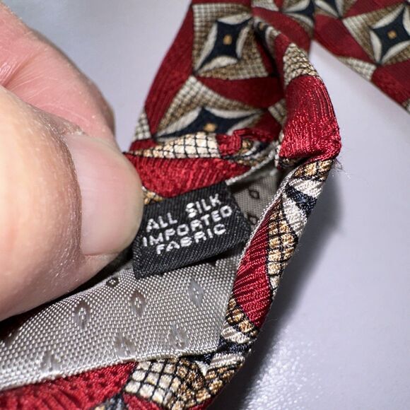 Roberto Villini Men's Classic Silk Tie Red With Pattern 57x4 (rn 22356) - Picture 4 of 6